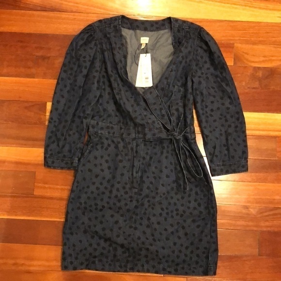 ⭐️NEW Rebecca Taylor LA VIE LE Faune Denim Wrap Dress Size Small Cotton - Picture 5 of 11